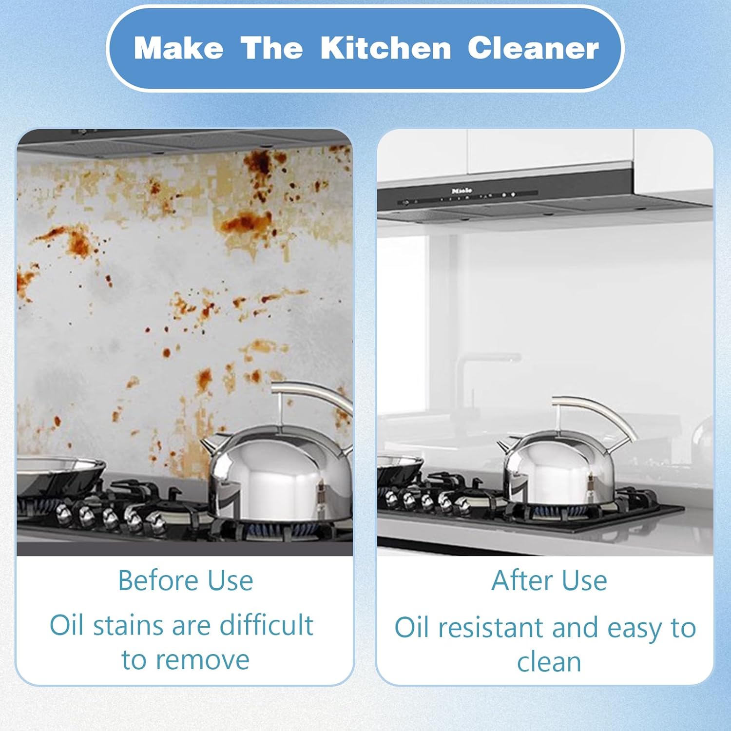 Yootiko Kitchen Stove Backsplash Clear Protector,Electrostatic Protective Film,Dry Erase Wallpaper,Plastic Protector Clear Contact Paper,Protector from Trash Can,Dog,Cat,Furniture