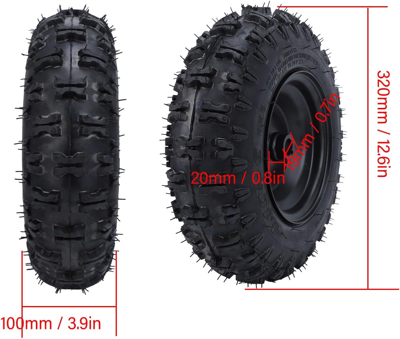 Karlak Rear Wheel Tire 4.10-6 with Anti Slip Surface for ATV Quad Mini Bike