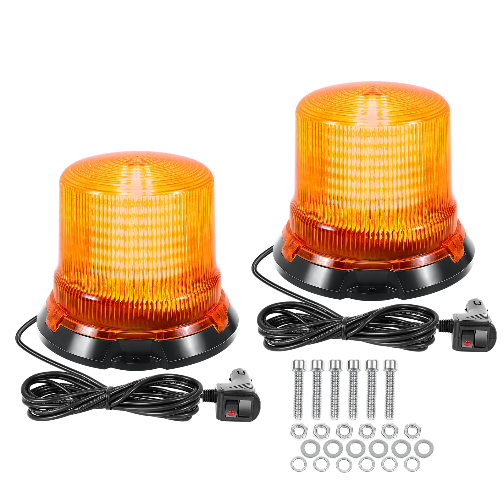 AUXTINGS 14 cm lampa błyskowa LED 12V-24 V pomarańczowe światło stroboskopowe migające magnetyczne światła ostrzegawcze do samochodu, samochodu, pojazdu, ciągnika SUV, pług śnieżny, zestaw 2 szt