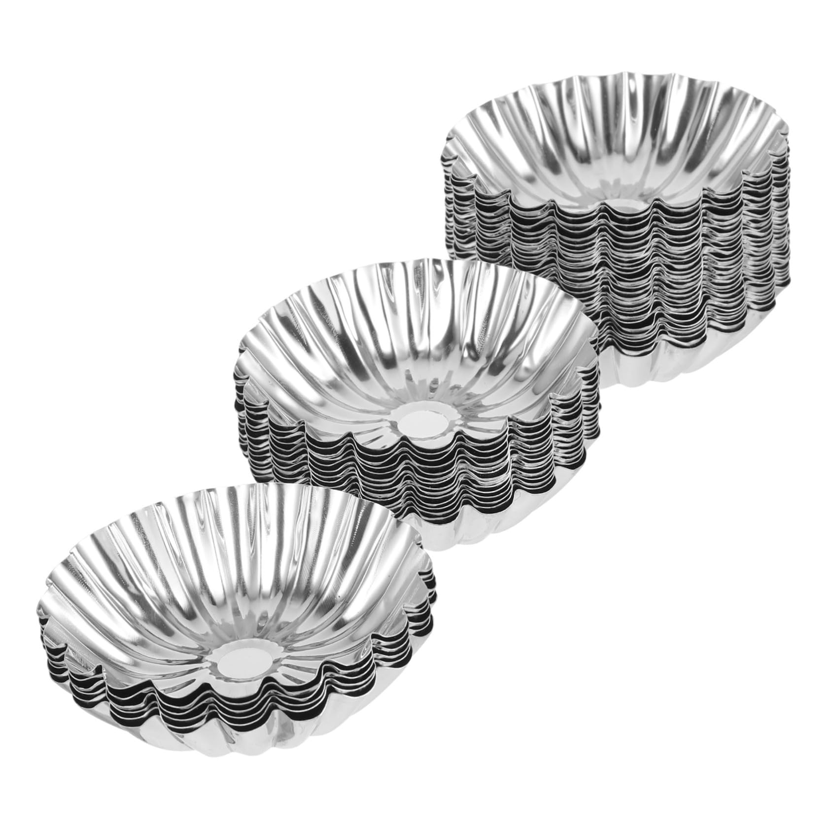SHINEOFI Moules à Tartelettes Aux Œufs 50 Pièces Grosse Taille En Acier Inoxydable 430 Multifonctions Cuisson Pâtisserie Professionnelle Et Maison