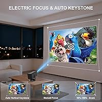 Vista 5 de Mini proyector, proyector portátil compatible con 4K, proyector de películas para exteriores Full HD 1080P con WiFi6 y Bluetooth