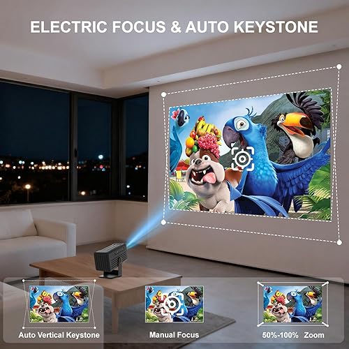 Miniatura 5 de Mini proyector, proyector portátil compatible con 4K, proyector de películas para exteriores Full HD 1080P con WiFi6 y Bluetooth