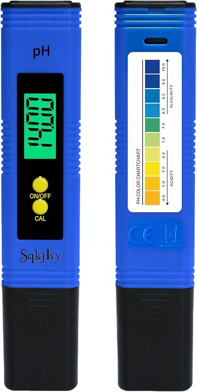pH Meter for Water, Hydroponics Digital Tester Pen 0.01 High Accuracy Pocket Size with 0-14 Measurement Range, ph up and Down for hydroponics Growing System/Plants/Canning/Soil (Blue)