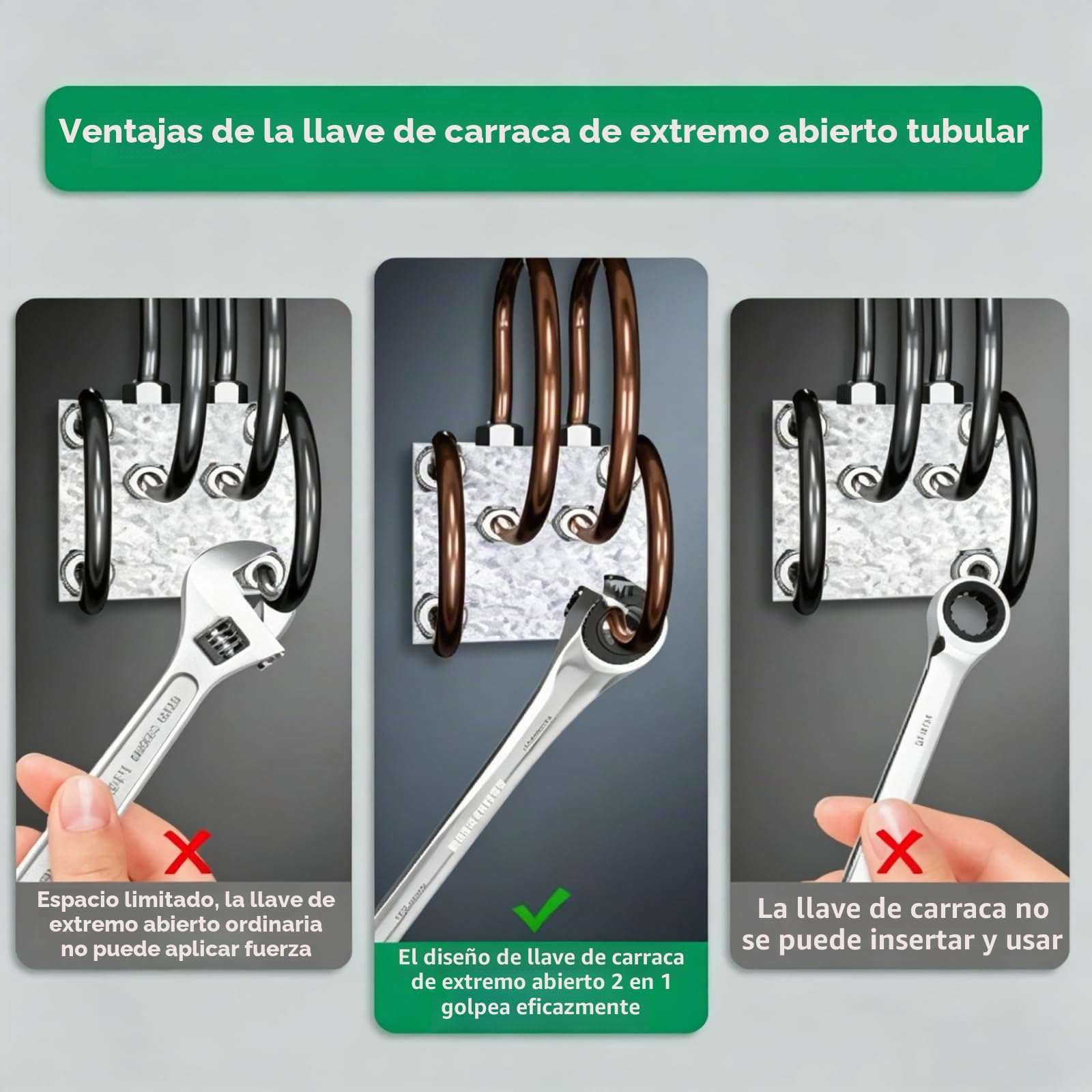 Juego De Llaves Fijas Con Carraca, 6 Piezas 10-17mm Juego De Llaves Combinadas Con Carraca Abierta, Llave Tubo Para Frenos, LíNea De Combustible Para ReparacióN De Coches, Aire Acondicionado