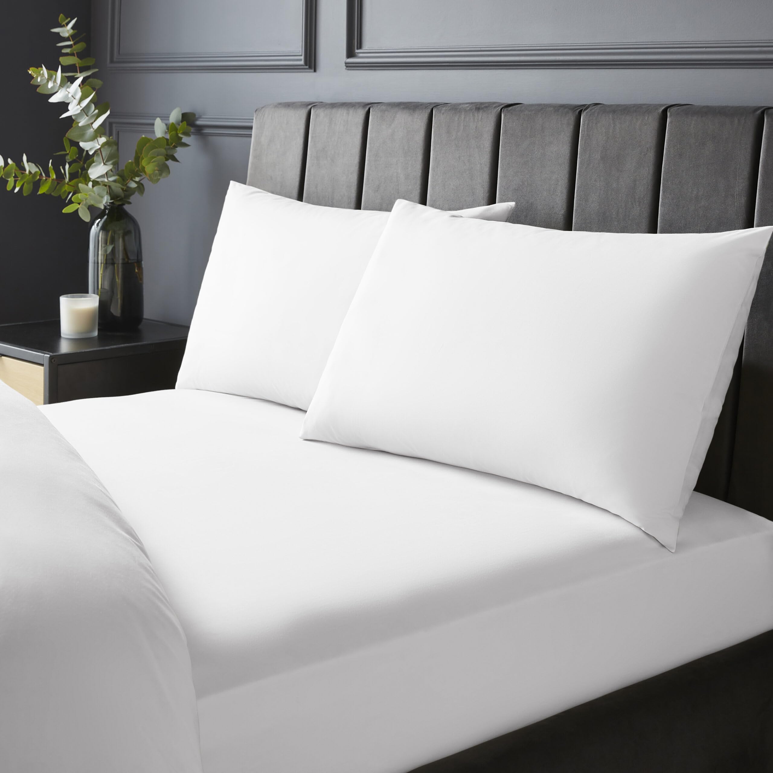 Silentnight White Pure Cotton Fitted Sheet - Cool Soft Touch 200 Thread Count - Extra Deep 40Cm Bed Mattress Sheet - Breathable 100% Cotton - Elasticated Corners, Machine Washable, King