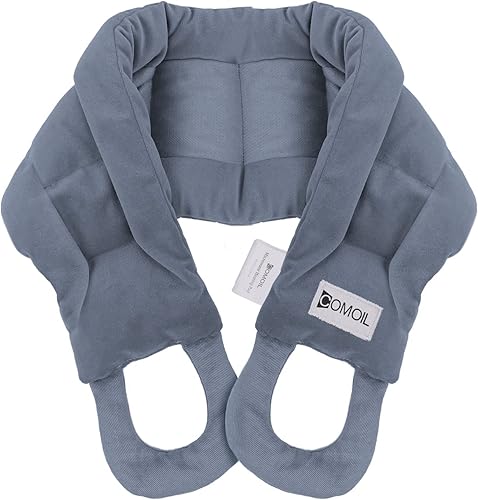 Almohadilla térmica para microondas para cuello y hombros con asas, 33 x 5.9 pulgadas de largo, calentador de cuello, paquetes calientes húmedos