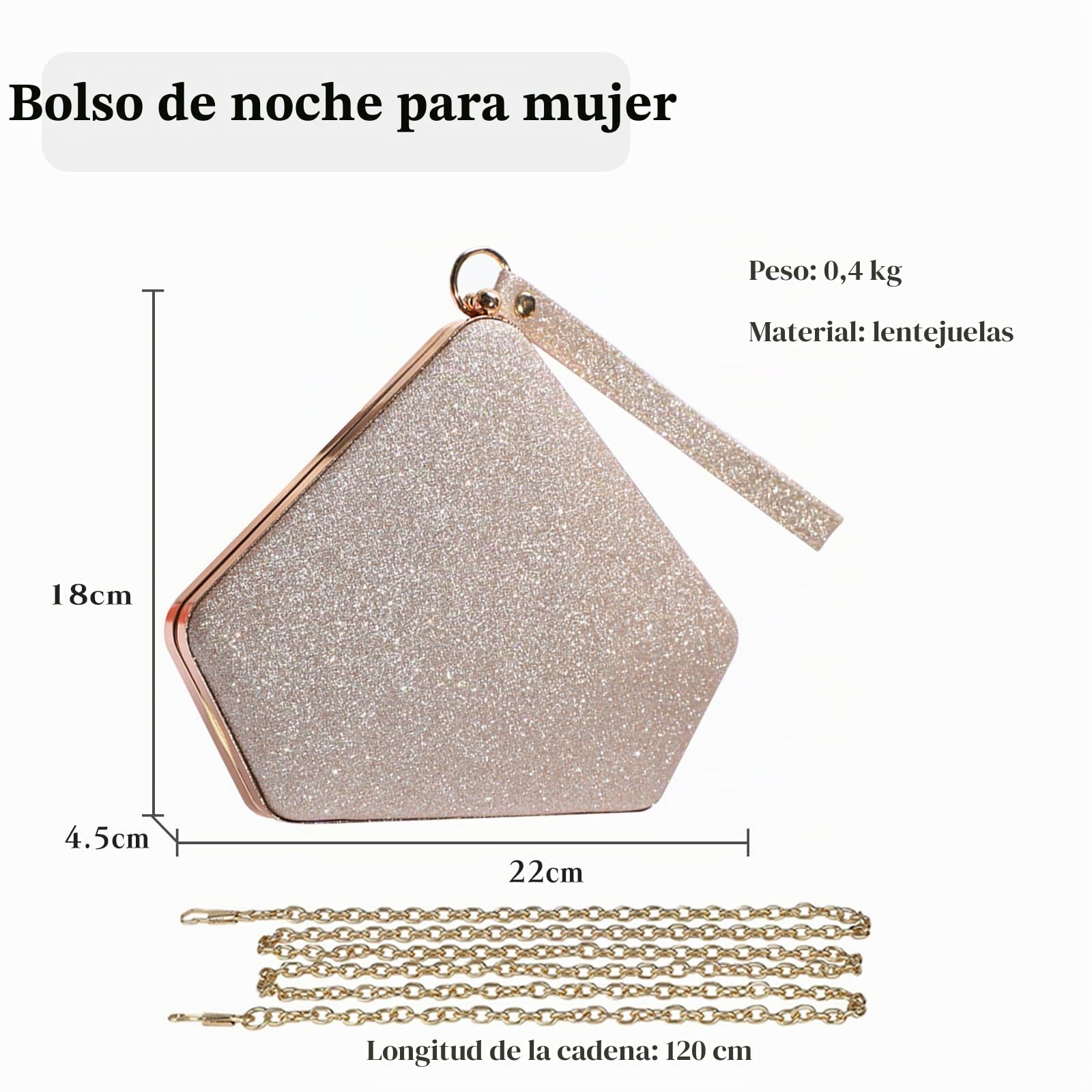 CORIOS Lentejuelas Clutch para Mujer Bolsa de Noche Bolso de Boda Lujoso Bolso de Hombro Bolsa de Cadena Pequeña Elegante Bolsos Bandolera Bolso de Fiesta para Fiesta de Graduación Banquete Dorado
