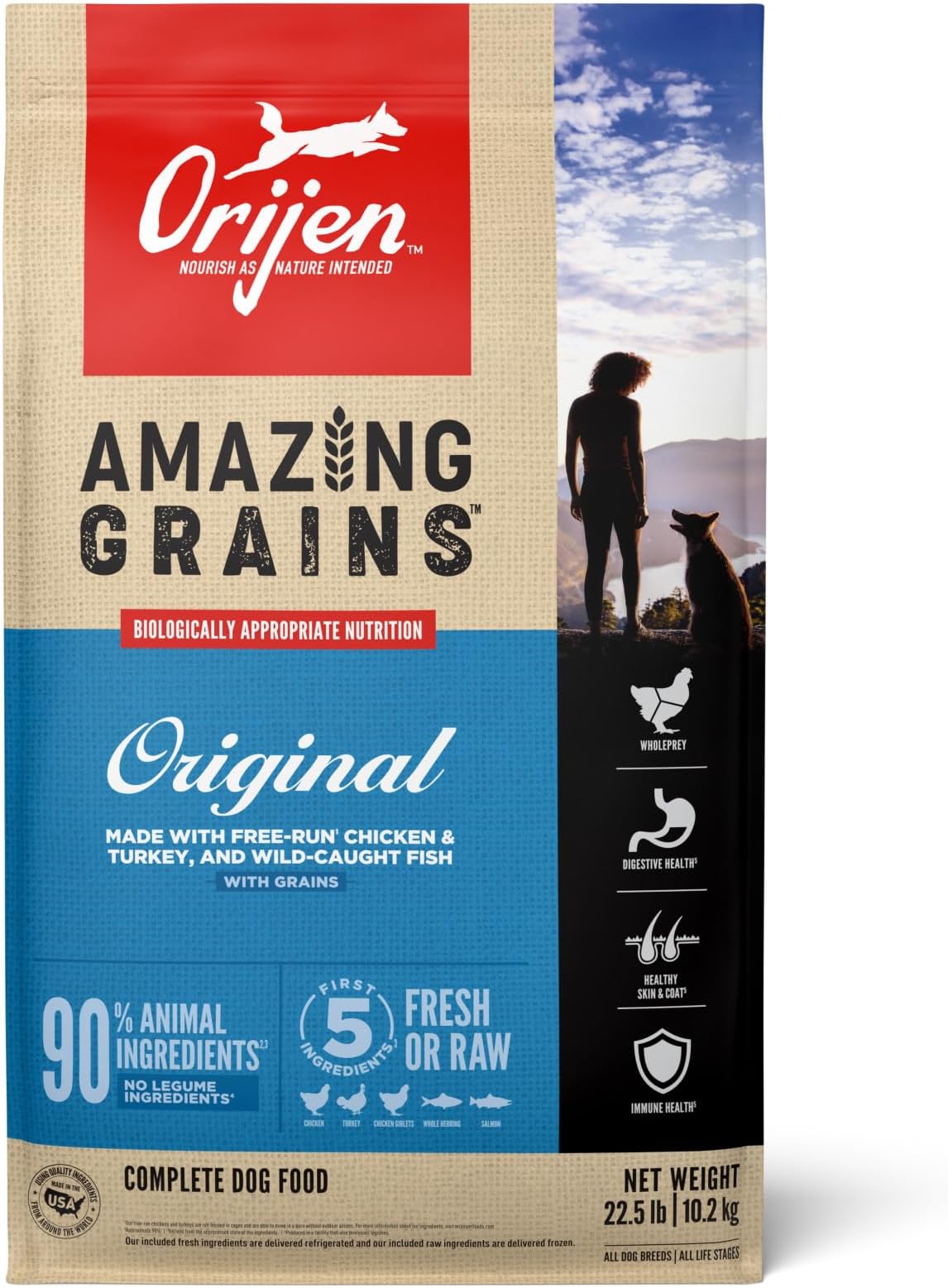 Orijen® Dry Dog Food, High Protein, Amazing Grains Original 22.5LB