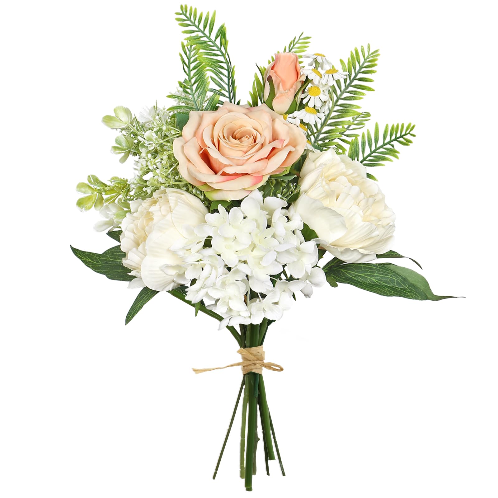 Fake Flowers Artificial Flowers Bouquet Champagne White Silk Flowers Bouquet Faux Flower Wedding Bouquets for Bride, Artificial Flowers for Decor Indoor Table Centerpieces Dresser  image 5