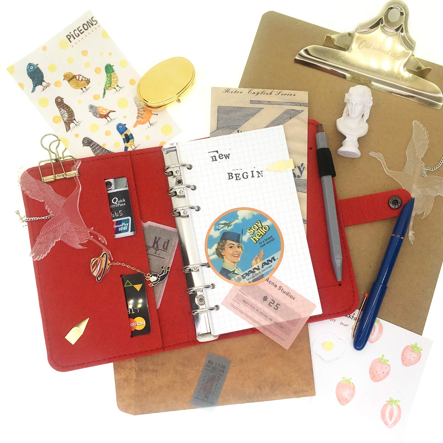 A6 / A5 6 Trous Feutre Couverture Anneau Rond Vue Classeur Dossier Pour