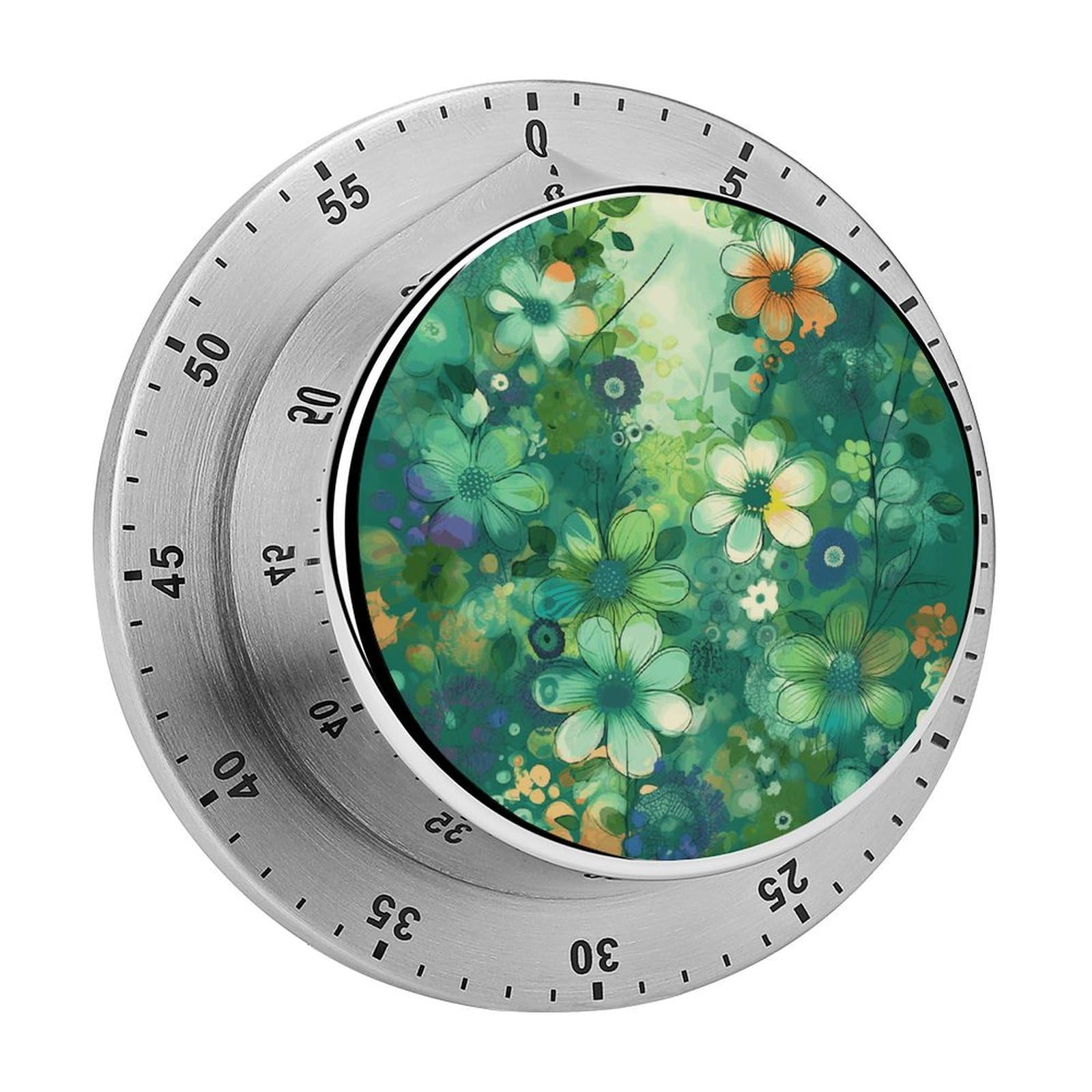 Temporizador de cocina con alarma fuerte y base magnética, reloj mecánico floral de 60 min