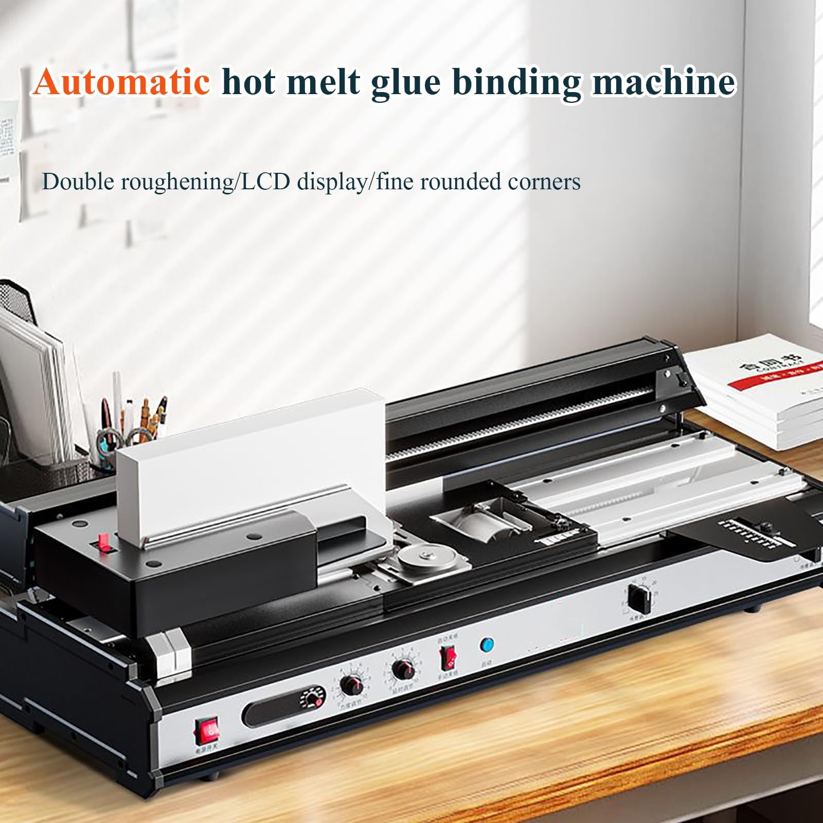 Dokumentenbindemaschine, kabelloser automatischer Schmelzkleber, 40 mm Bindestärke, verstellbarer Rückenradius, ideal für Büro, Druckerei, Schule