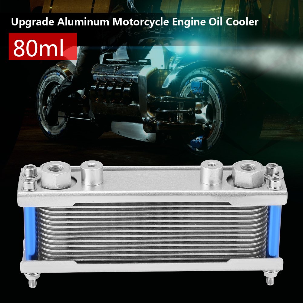 universal motociclo radiatore radiatore di radiatore in alluminio moto motore olio radiatore di raffredmento rapido 50 200 per riduzione dell'usura del motore (Silver)