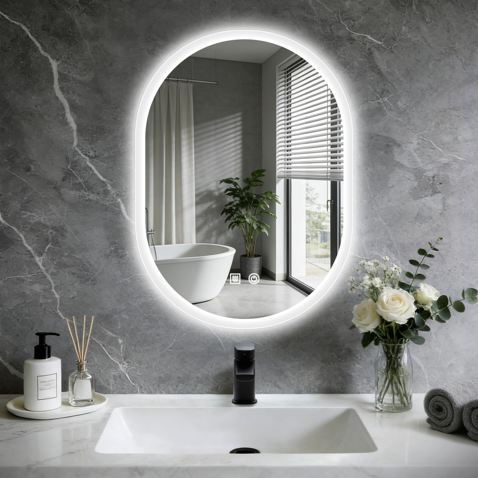 Photo 1 of JingImage 16x24" Oval LED Bathroom Mirror
