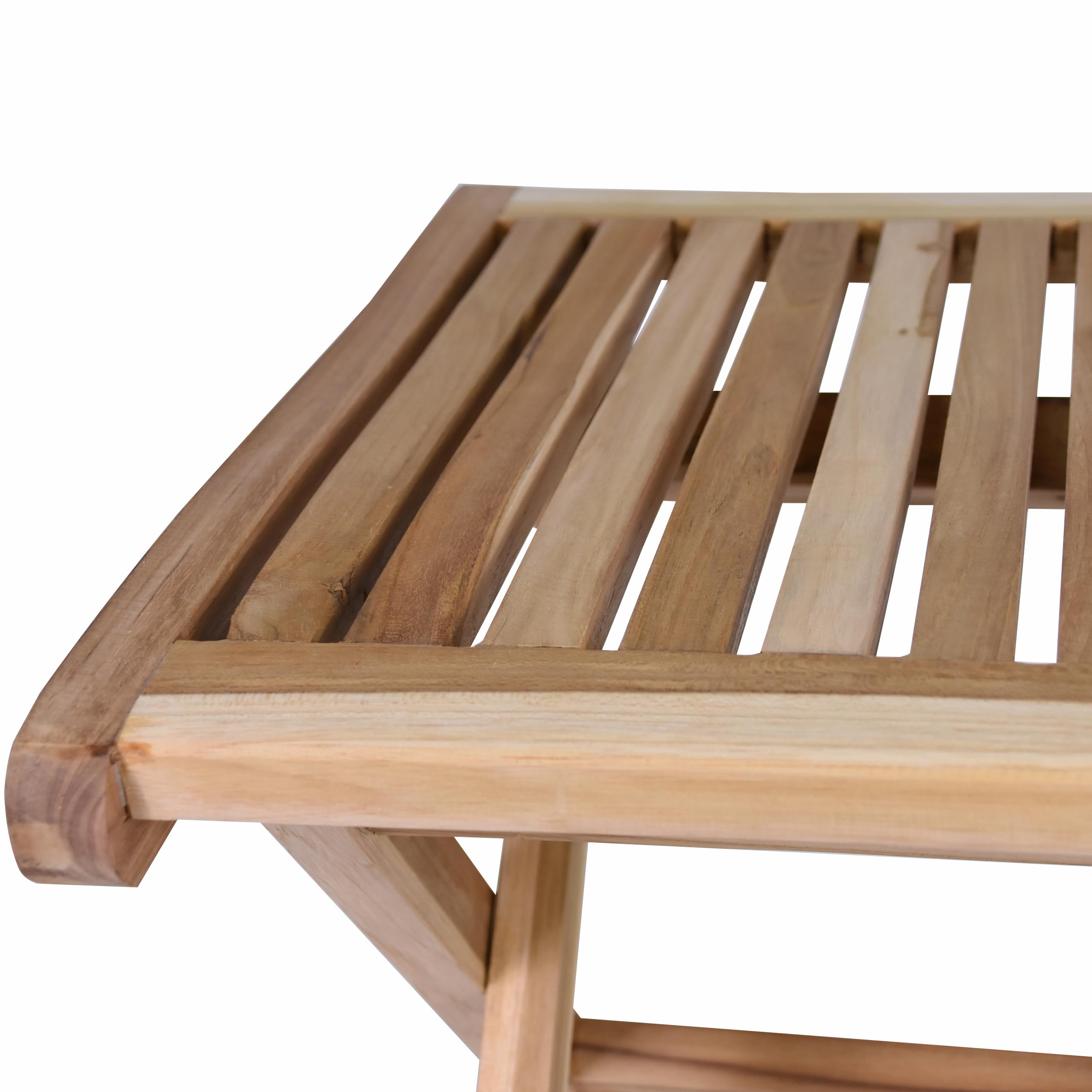 Divero Klapp-Hocker MASIRA aus Teak Holz unbehandelt - Farbe: Natur-Braun