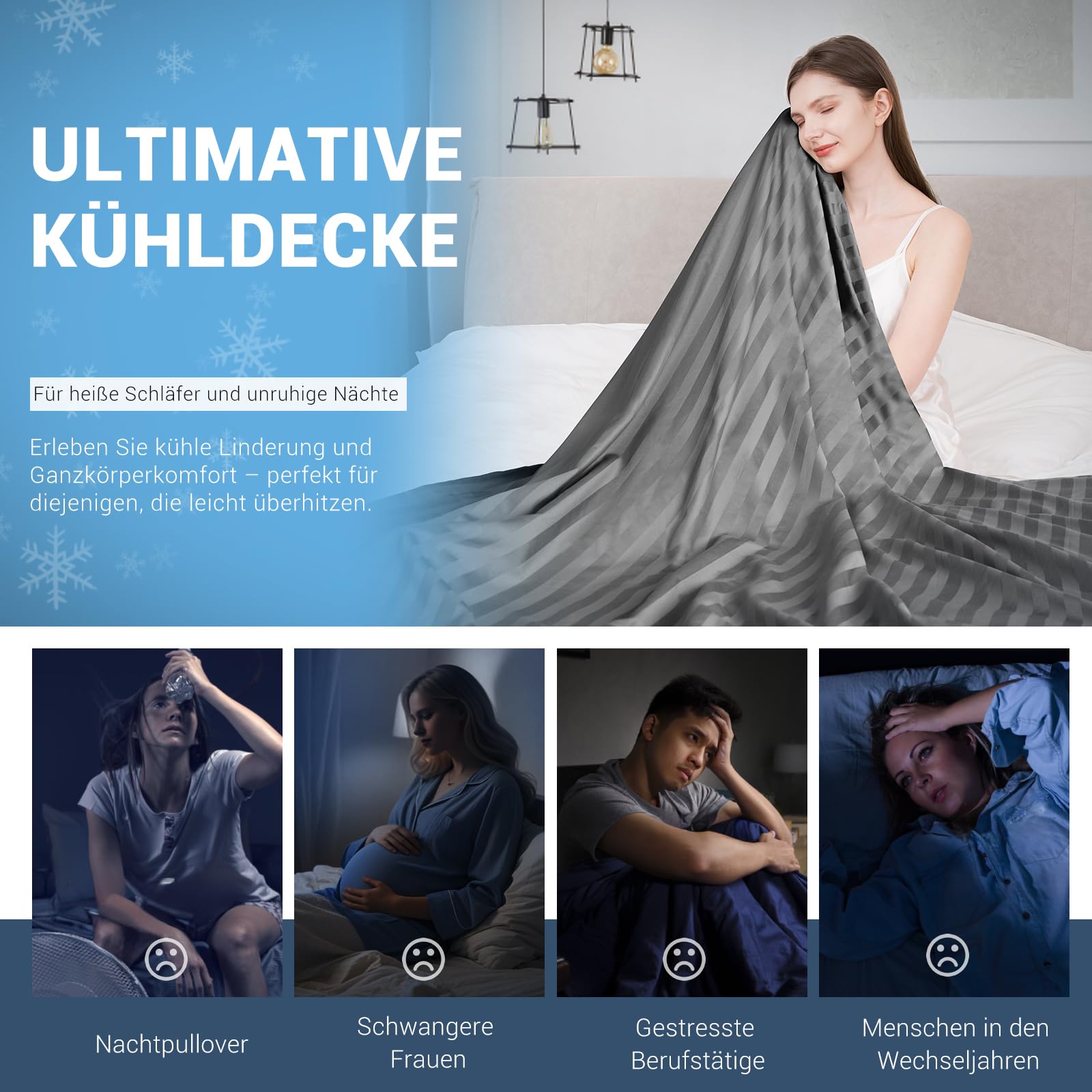 Elegear Kühldecke Arc-Chill 3.0 Kühlfasern Q-Max>0,5 doppelseitige Selbstkühlende Decke 200 x 220 cm