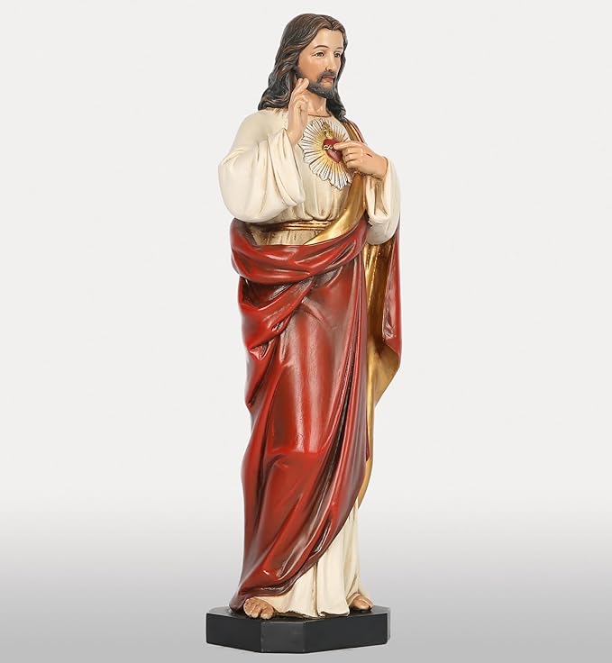 Estatua Sagrado Corazón de Jesús 14.75 pulgadas Resina miniatura 2