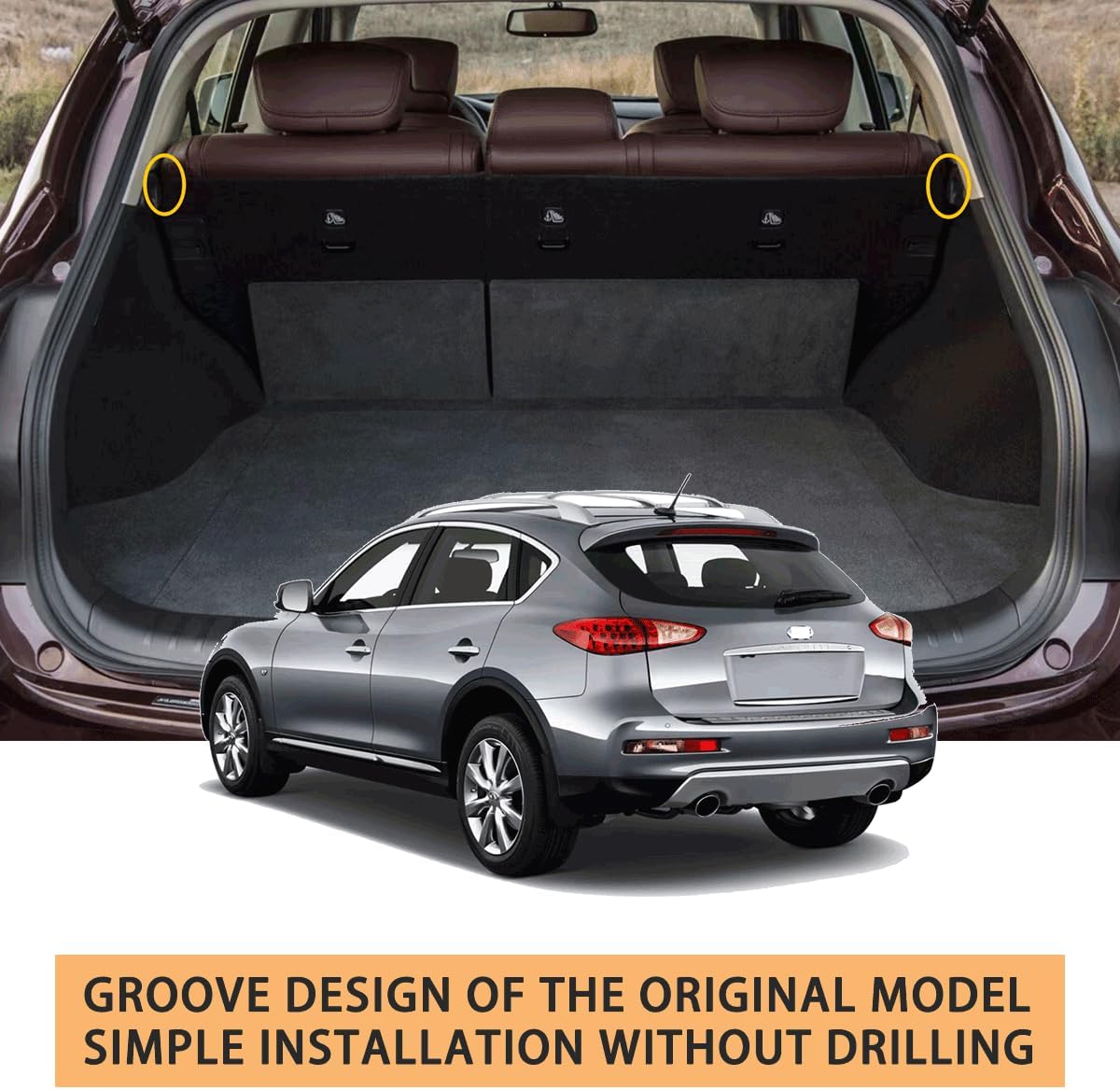 Cargo Cover Compatible with Infiniti EX35 EX37 2008-2013/2014-2017 QX50 Trunk Cover Retractable Rear Trunk Security Cover EX35 EX37 QX50 Accessories Shielding Shade Privacy Screen Cargo Cover
