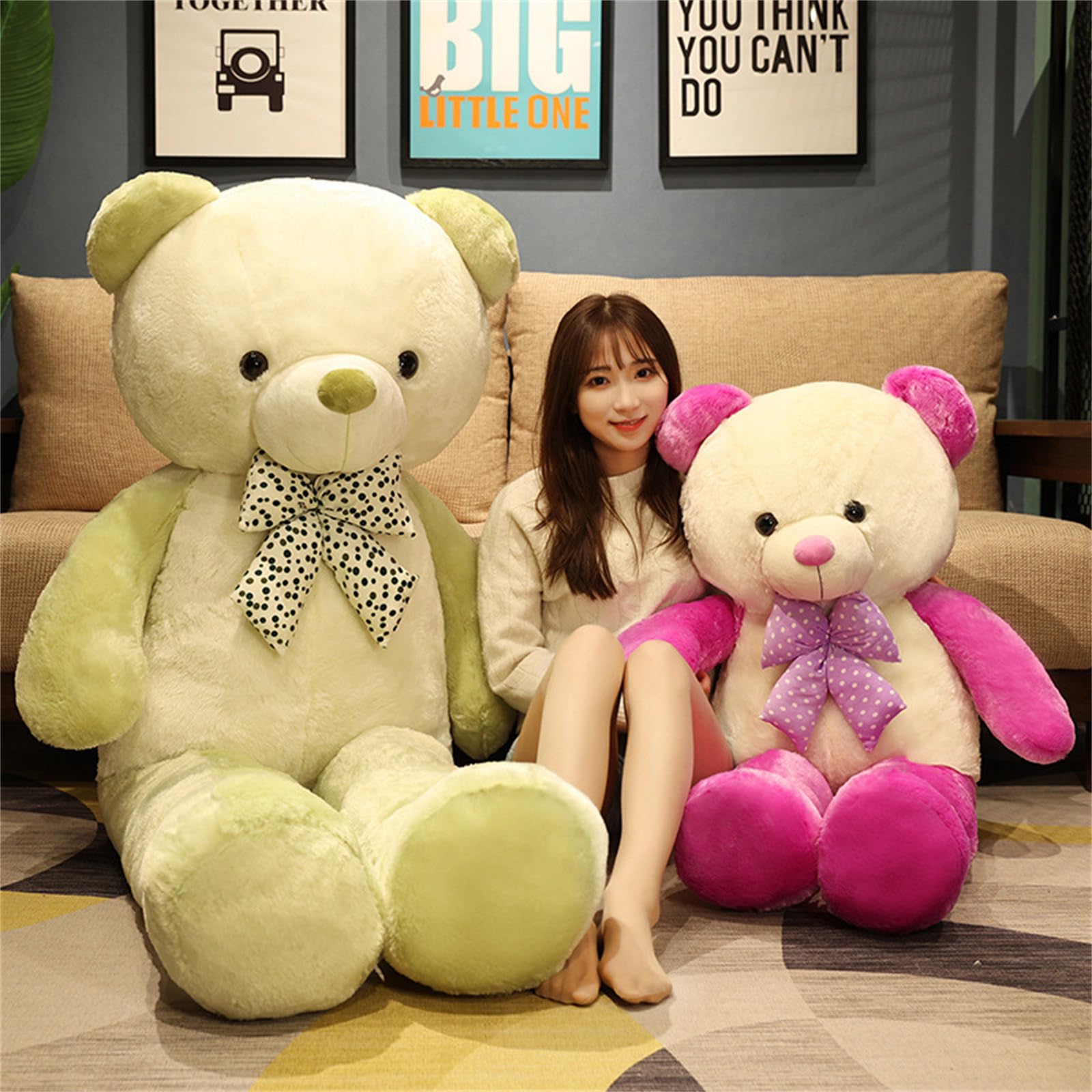 TeddybäR PlüSchtier, Groß TeddybäR XXL Deko BäR, Weich XXL Kuscheltier, Gewichtskuscheltier,TeddybäR Schleife Fliege, Geschenk FüR Kinder Erwachsene Schlafzimmerdekoration (80cm,zi)