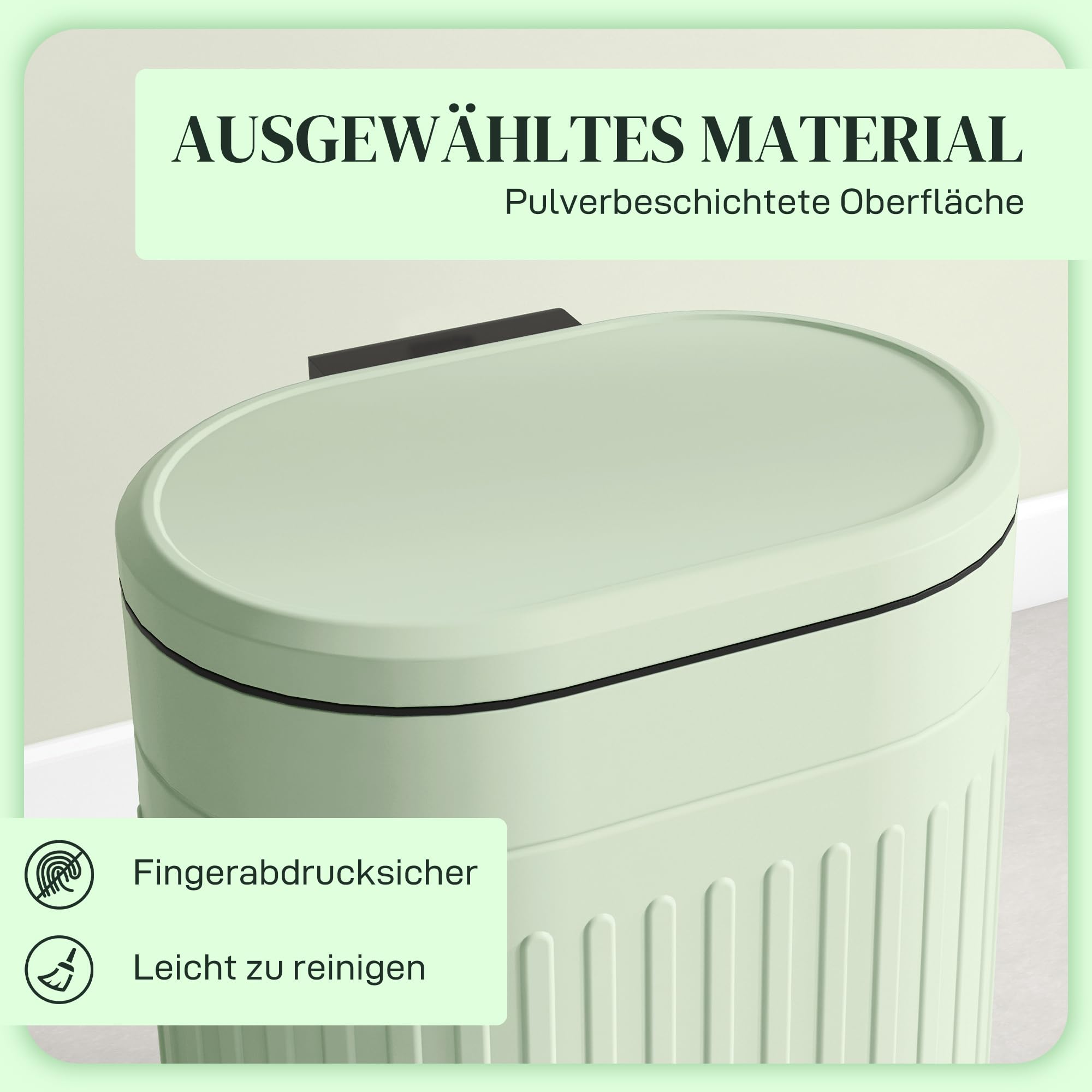 HOMCOM Mülleimer 20L mit Deckel und Fußpedal Grün 36,5 x 31,2 x 45 cm | Mit Deckel und Fußpedal, Müllbehälter mit Herausnehmbarem Inneneimer, Soft-Close-Funktion, für Wohnzimmer, Büro