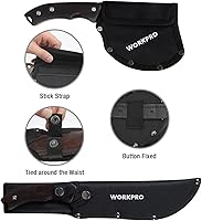 Vista 5 de WORKPRO Axe and Fixed Blade Knife Combo Set, Full Tang, Wood Handle, for Outdoor Camping Survival Hunting, Sheath Included