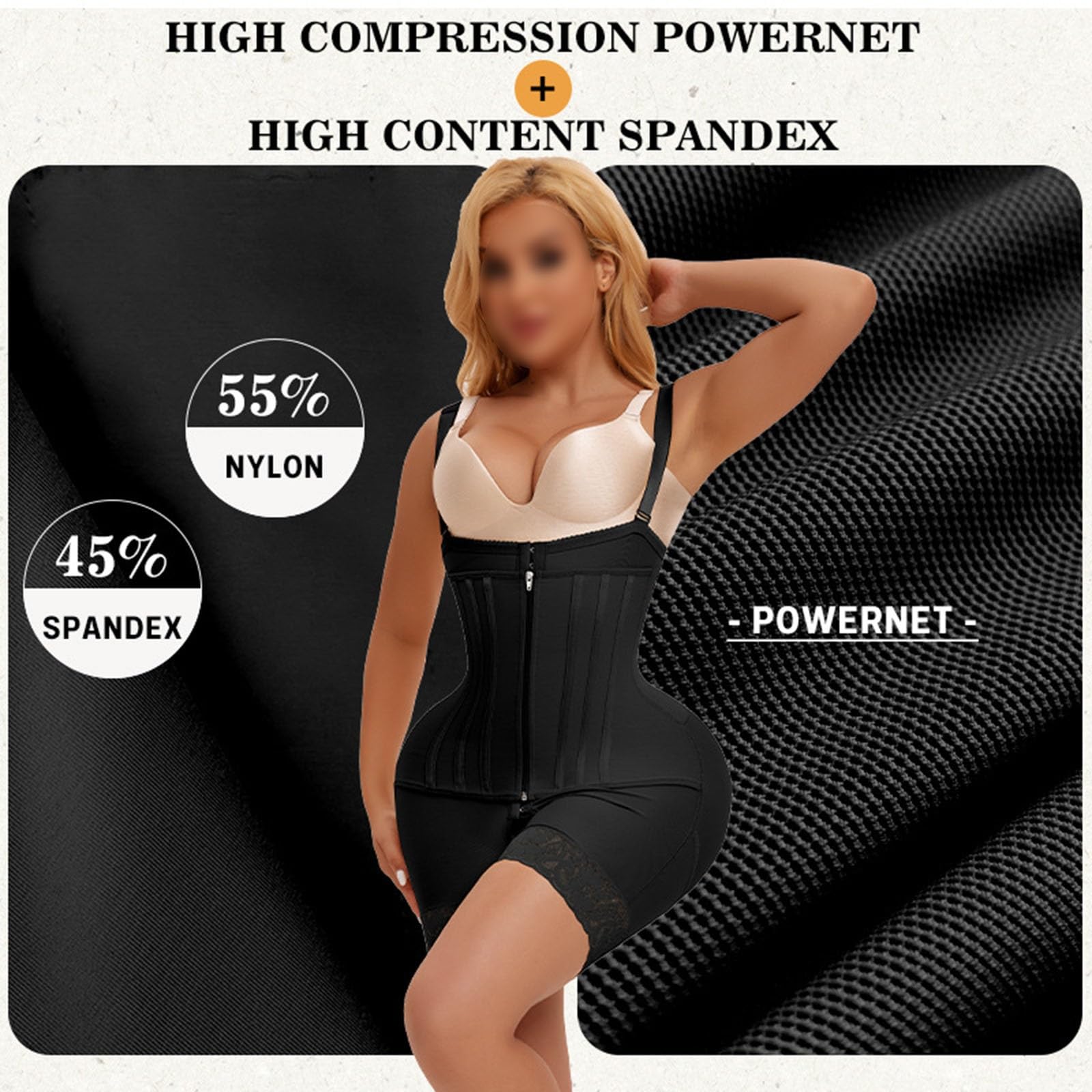 Fajas BBL Post Chirurgia Fase 2/3 Body Shaper Indumento Compressivo per il Controllo Dell'addome Guaine con 12 Stecche Indumento Modellante Post-parto con Busto Aperto e Sollevamento Glutei