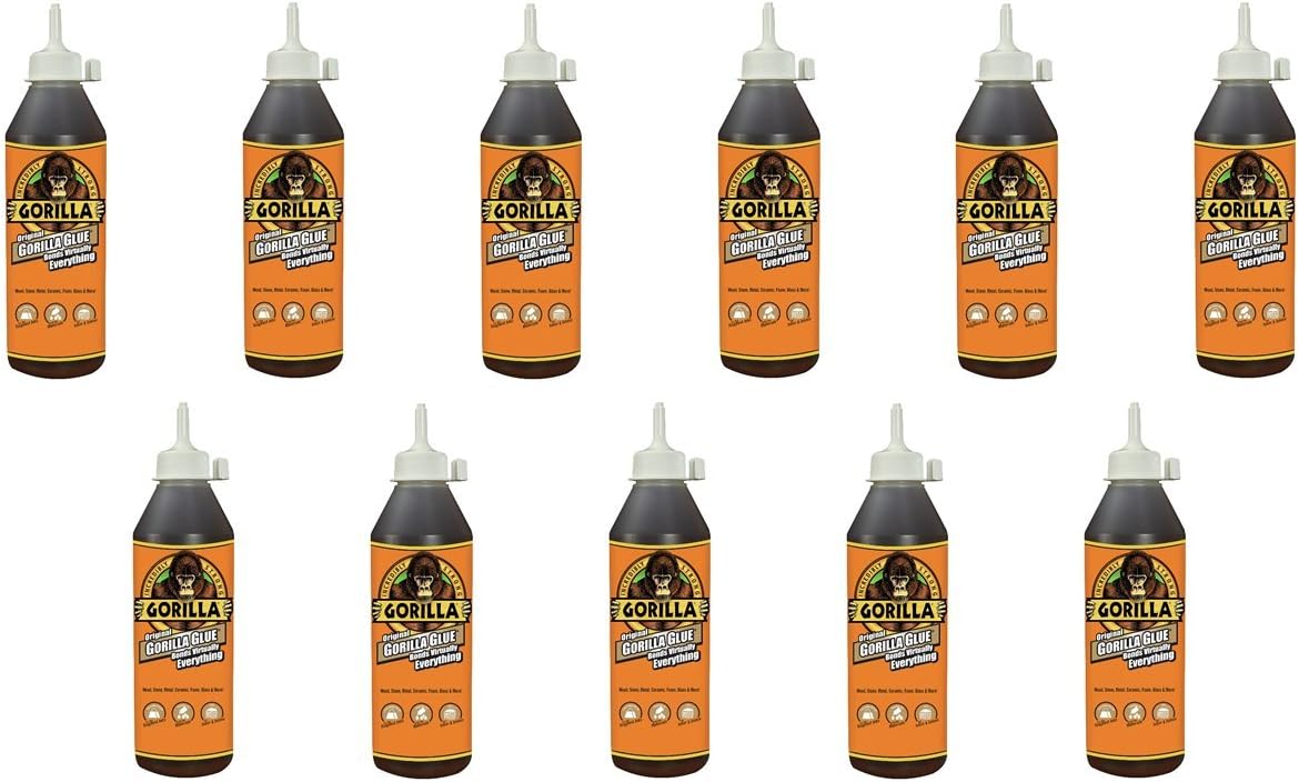 Gorilla Original Waterproof Polyurethane Glue, 18 ounce Bottle, Brown, (Pack of 11)