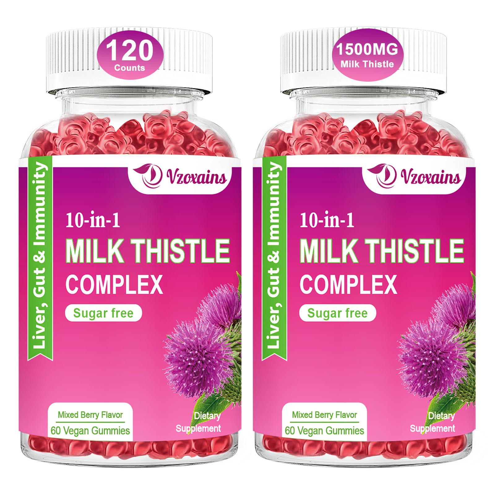 Buy 1500mg Milk Thistle Gummies, 10in1 al Formula for Liver Cleanse Detox & Repair with