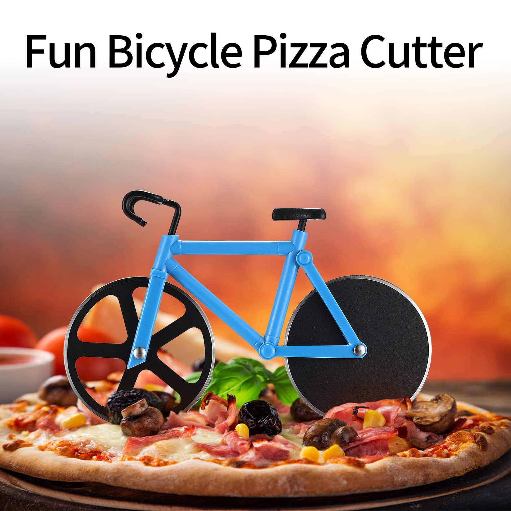 Hoshen Creativo forma di bicicletta Pizza Cutter, divisore pasta, in acciaio inox Pizza Cutter ruota, Biscuit Cutter, 1 pezzo, colorato