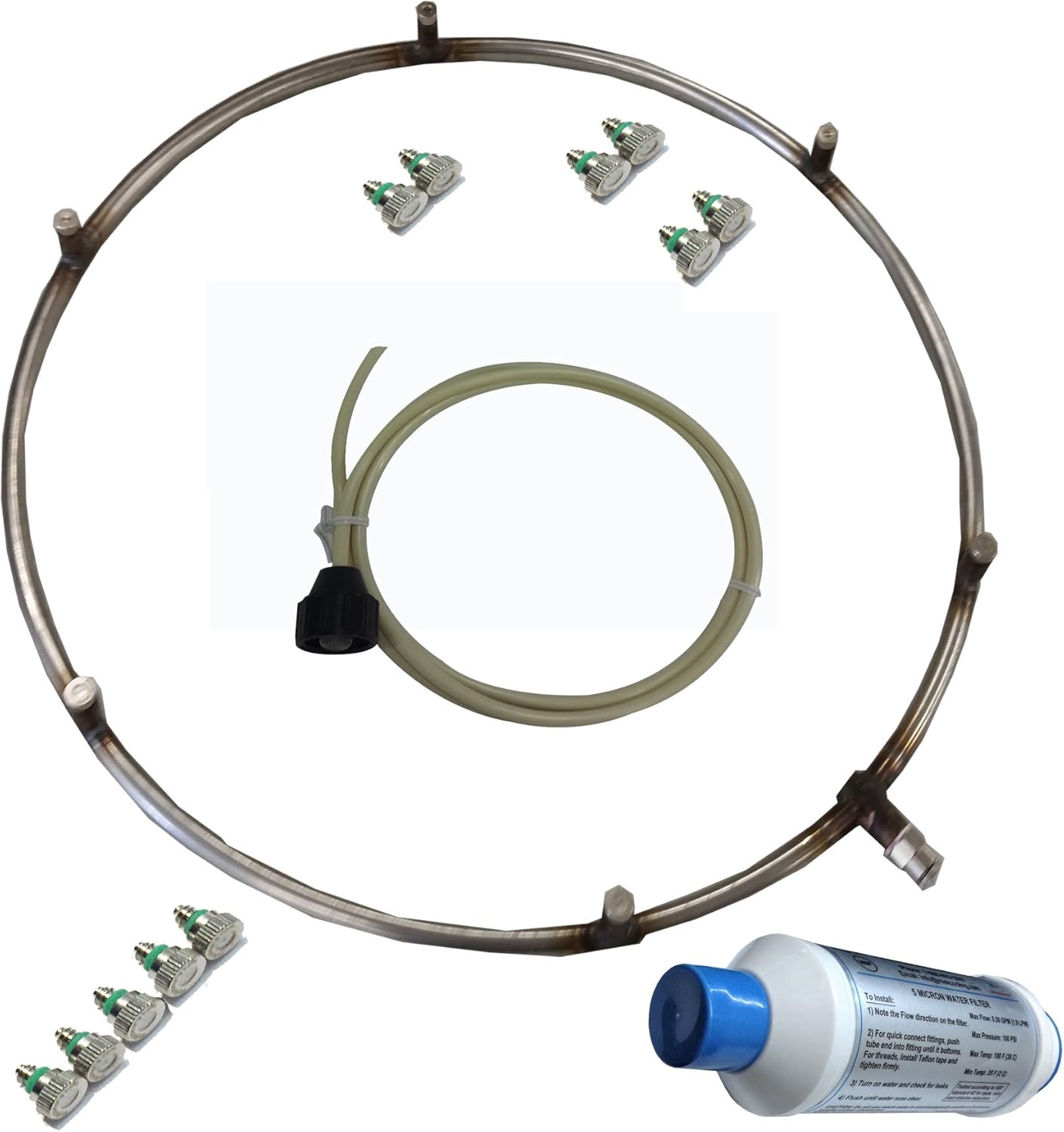 Mistcooling Stainless Steel Fan Misting Ring, 15'' Fan 8 for Fans with 2030