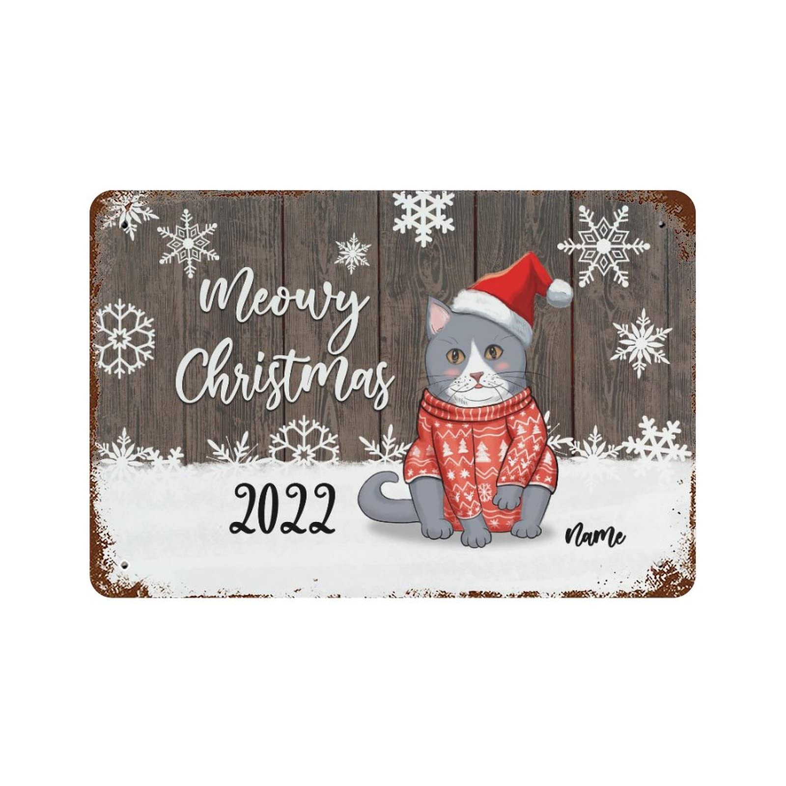 Plaque en métal chats de Noël pour rompre la monotonie de vos murs