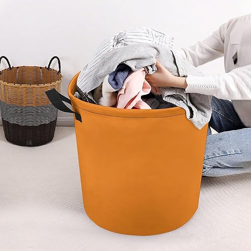 Miniatura 8 de Cesta grande para ropa sucia, color naranja brillante, elegante, cuadrada, impermeable, plegable, con asas, para dormitorio universitario, artículos