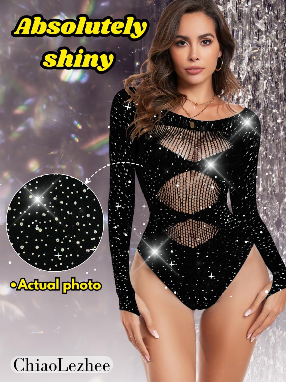 Sparkly Rhinestone Bodysuit, Sexy Rave Outfits, Size Fit 0-16 - Image 4