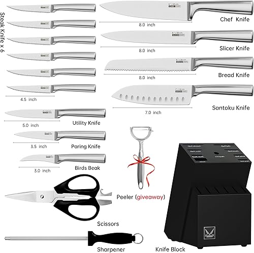 Miniatura 2 de Juego de cuchillos de cocina, juego de cuchillos de 16 piezas con bloque