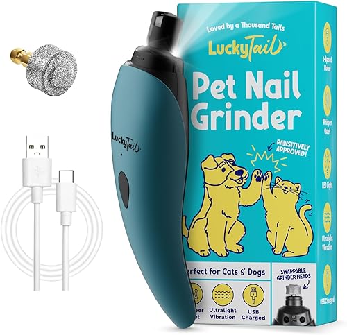 Miniatura 10 de Molinillo de uñas para mascotas LuckyTail para perros y gatos - Esmeriladora eléctrica súper silenciosa y de baja vibración para uñas de perro con 2
