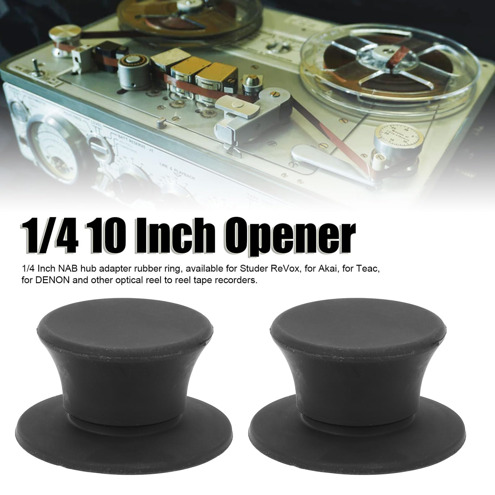 Adaptadores de eje óptico de buje de 1/4 pulgadas, 1 par de carrete a carrete, adaptador de buje de nab anillos de goma para Studer ReVox, para Akai, para té, para, Negro -