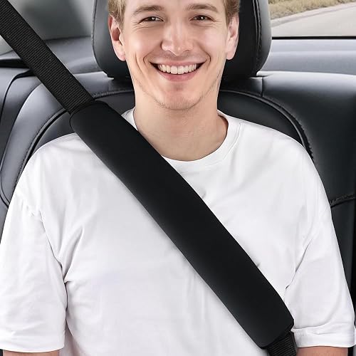 Long Car Seat Belt Cover, Seatbelt Shoulder Pad for Comfortable Driving, 20.47 inch Black | Soft Seatbelt Strap Covers strap for Adults Kids Women & Men, Machine Washable, Install in Seconds