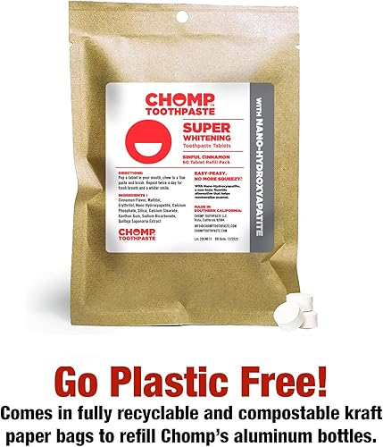 Miniatura 6 de Chomp Pastillas de pasta de dientes de canela súper blanqueadoras con recambio de nano hidroxiapatita