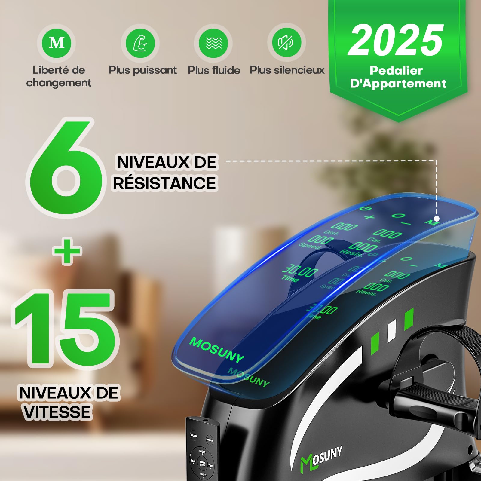 Mini Velo Appartement Pedalier avec Résistance & Vitesse Adjustable, 2 en 1 Bureau Électrique pour Bras et Jambes, Grand Écran LCD