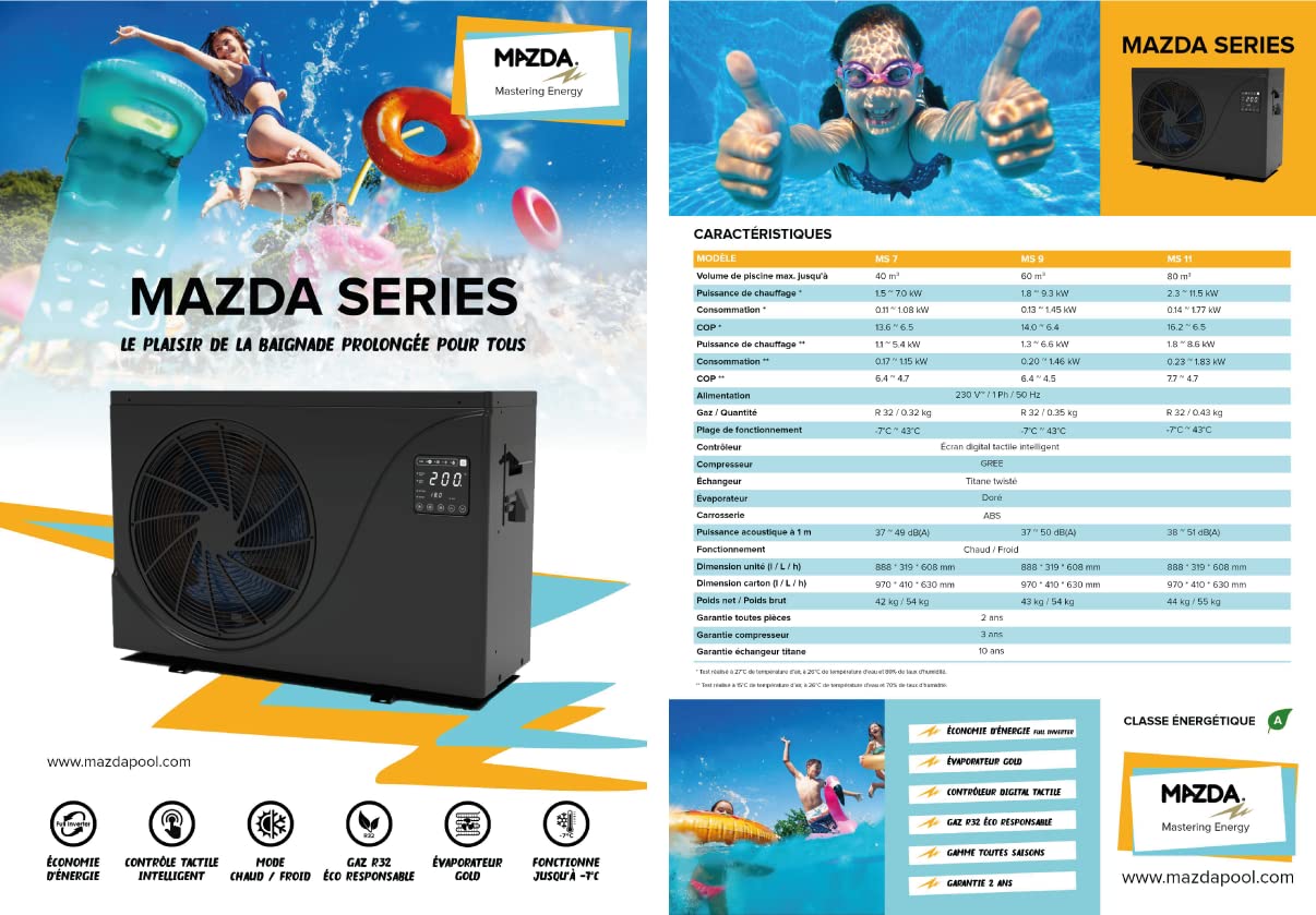 Pompe à chaleur piscine Full Inverter Mazda Series (MS 11) - 80 m3