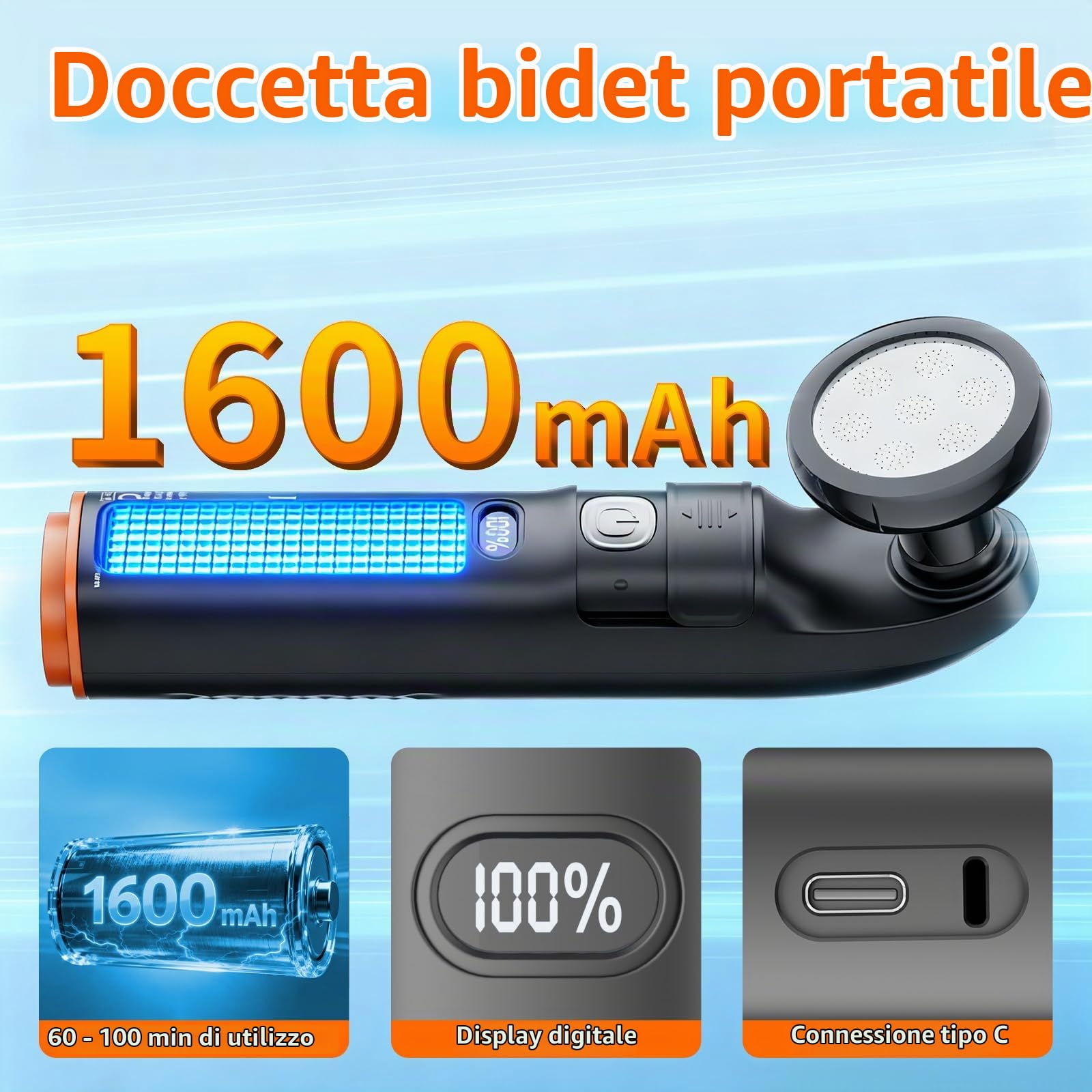 Doccia elettrica Portatile, Serbatoio dell'Acqua da 2,5 l | attività all'aperto e escursioni, sostituisce la carta igienica umida, ideale per uomini, donne, gravidanza e viaggi