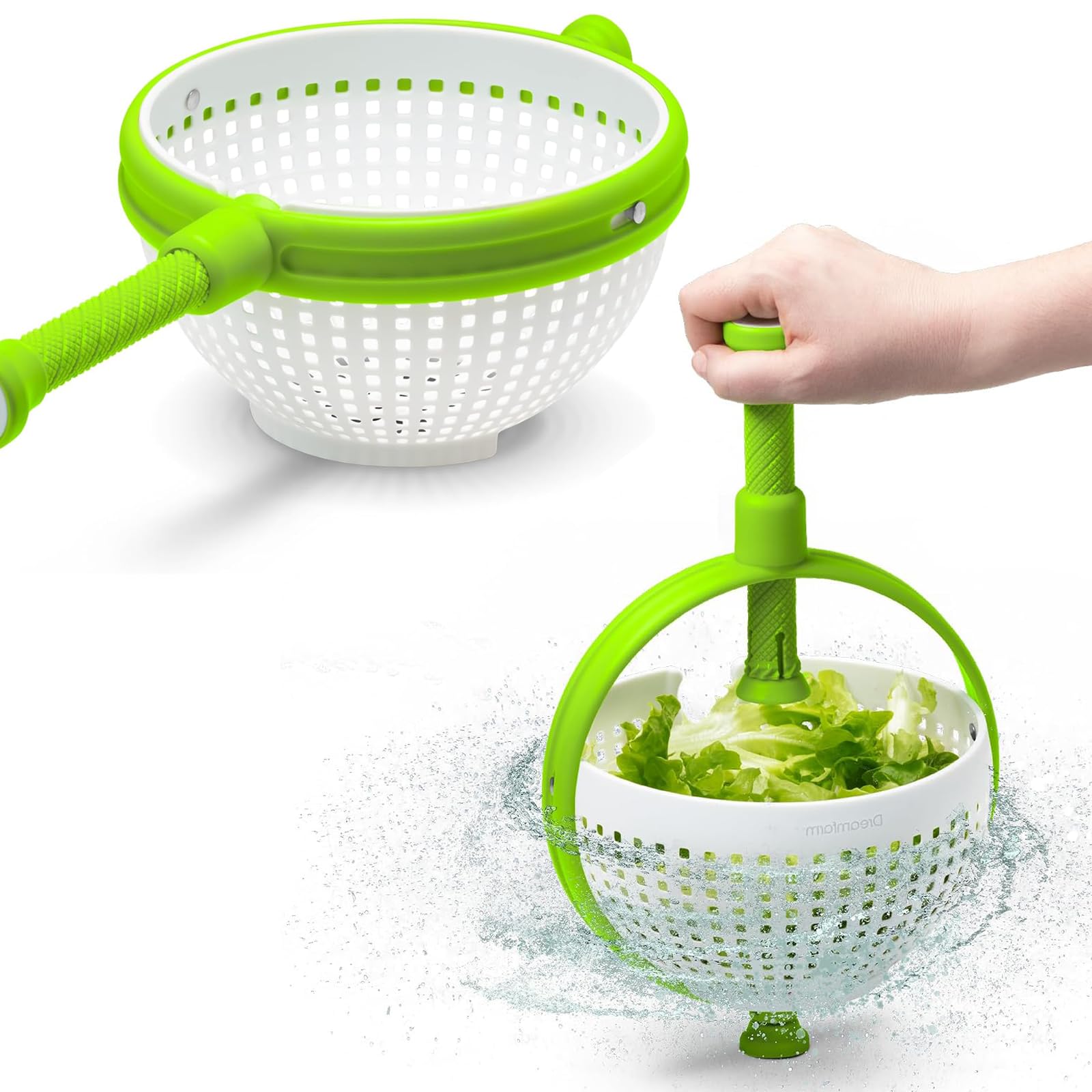 Hand Press Spintastic Salad Spinner with Spin Tastic Colander Basket