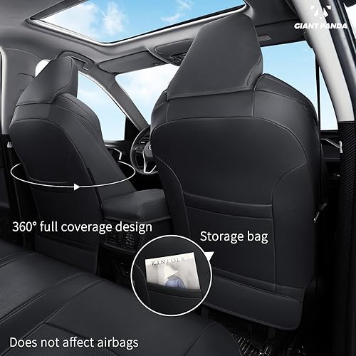 Miniatura 3 de GIANT PANDA Juego completo de fundas de asiento de automóvil de piel sintética para Toyota RAV4 Prime SEPrime XSEHybrid XSE 2019 2020 2021 2022 2023