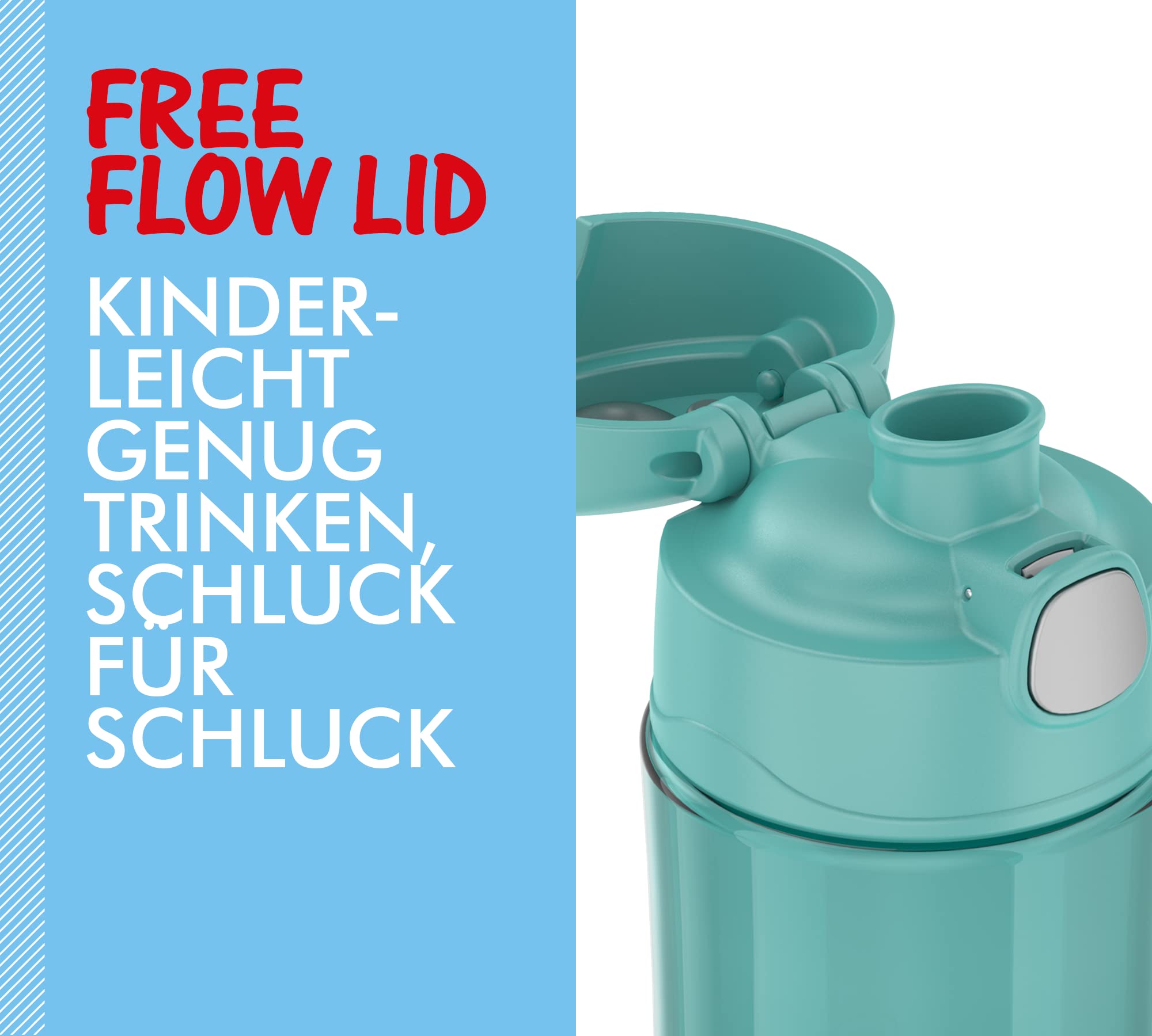 Thermos Kids Funtainer Tritan Botle, ocean teal, butelka na napoje dla dzieci z tritanu, lekka butelka, absolutnie szczelna