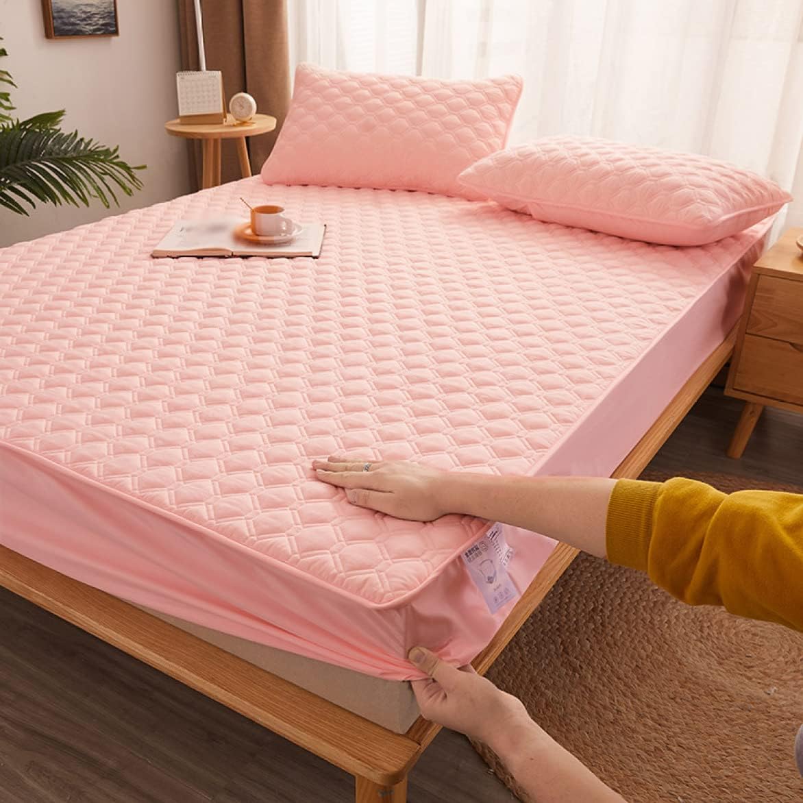 100% cotton mattress pad, single, color, mattress pad, bed pad, all season, peach skin finish, smooth, washable, sweat absorbent, breathable, quick drying, futon mattress pad, bed sheet, 135*190*B, m