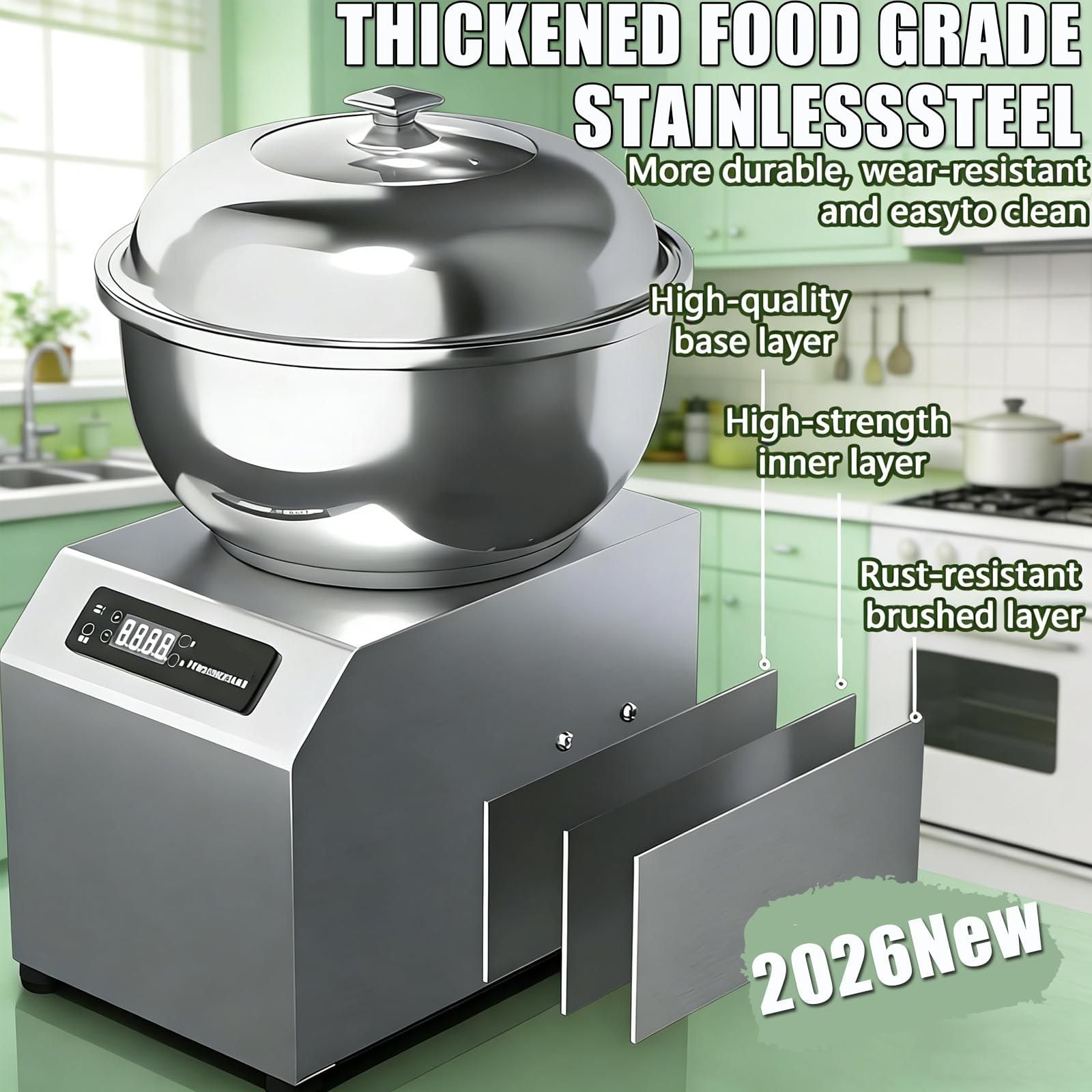 Impastatrice A Spirale Elettrica 1800w,8kg/17,6Libbre,Macchina Impastatrice A Doppia Rotazione per Commerciale/Domestico-Ciotola in Acciaio Inossidabile,per Ristoranti,Panetterie,Pizzerie