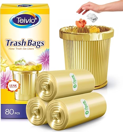 Bolsas de basura fuertes de 1.2 galones, 80 unidades, bolsas de basura para baño, bolsas de plástico pequeñas para oficina en casa, cocina, se