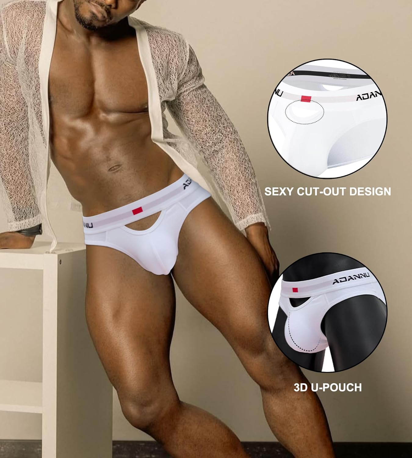 Men's Underwear Briefs Pack Stretch Cotton Sexy No Fly Low Rise Briefs for Men Breathable Pouch Underpants 3 Pack - Image 3