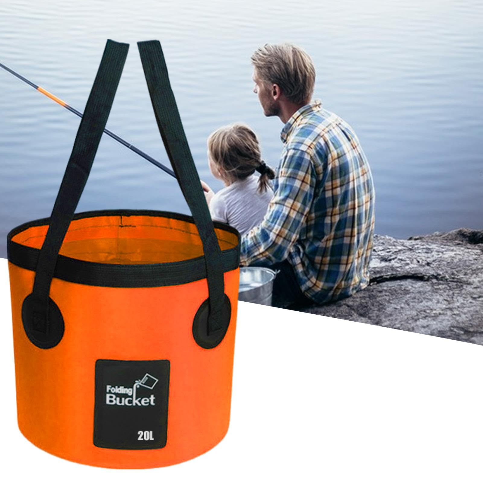 AutoM Secchio Pieghevole Portatile 20L Con Coperchio – In Telone PVC Per Campeggio, Pesca, Auto