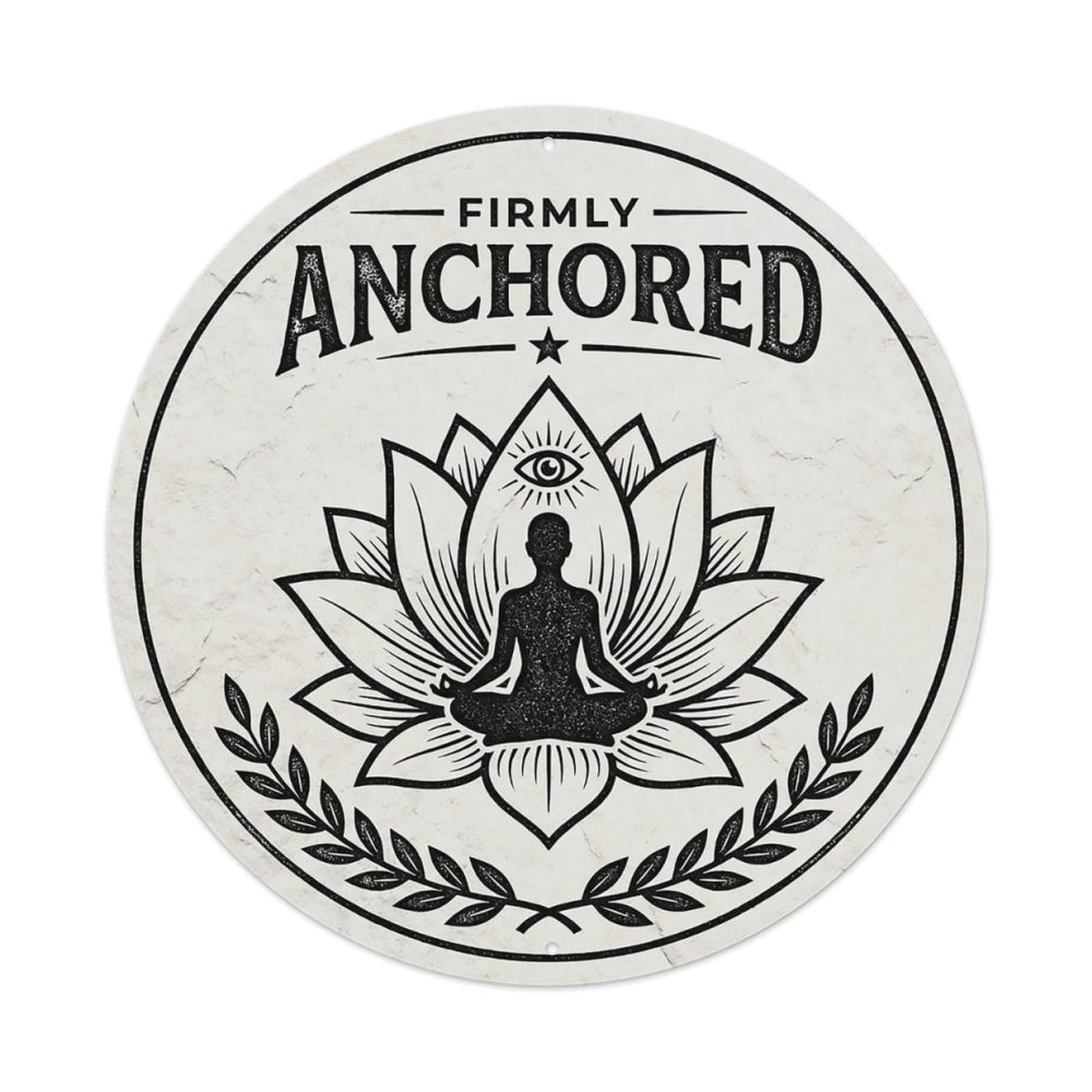 Zen Flower Meditation Den Anchored Metal Tin Sign